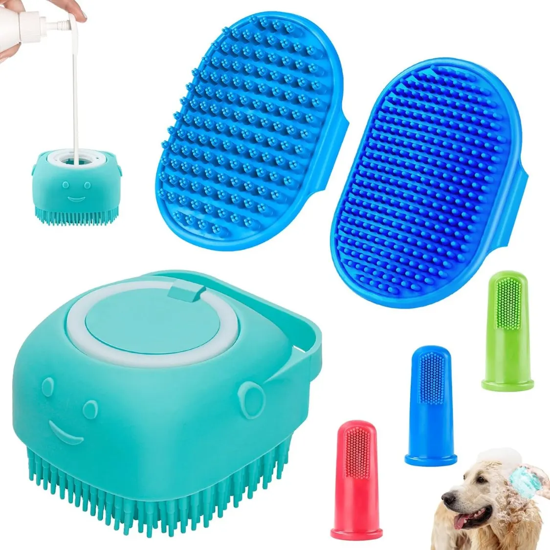 sechsteiliges Hunde-Bade- und Bürstenset