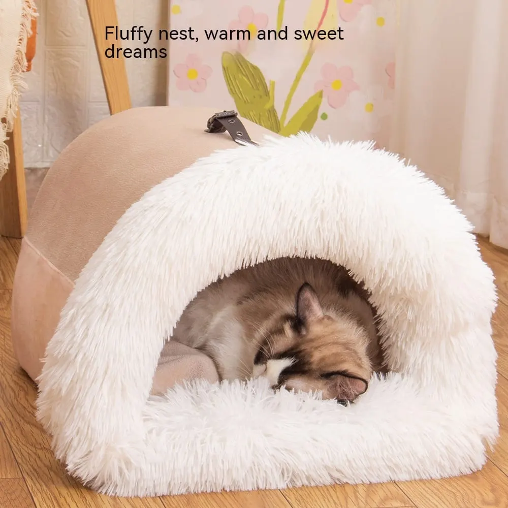tunnel-shaped nest with a carry strap