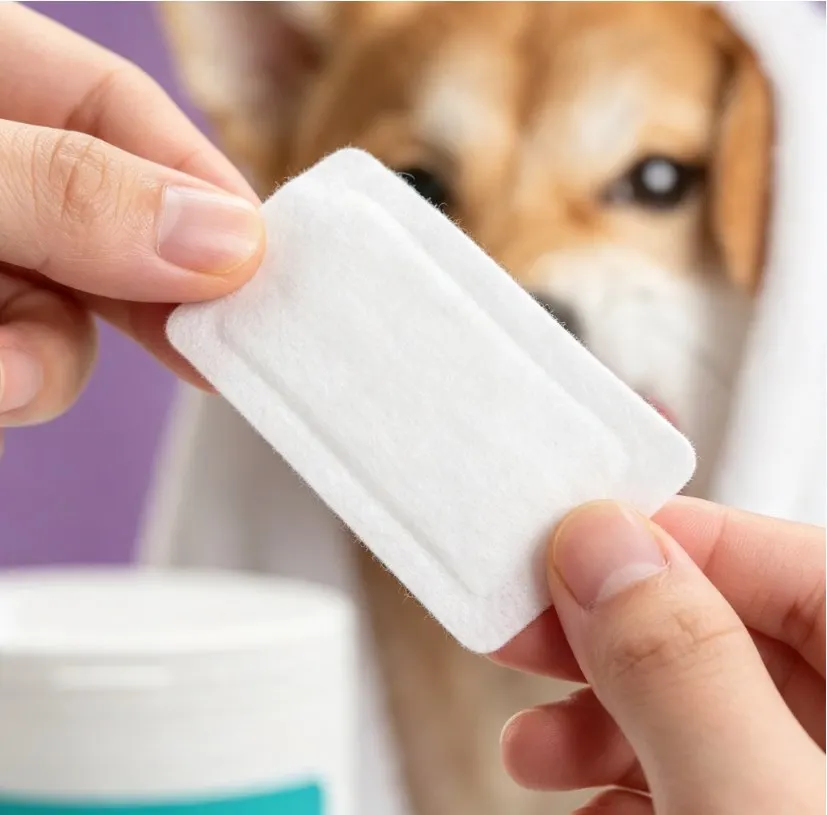 dental wipe against a dog's teeth