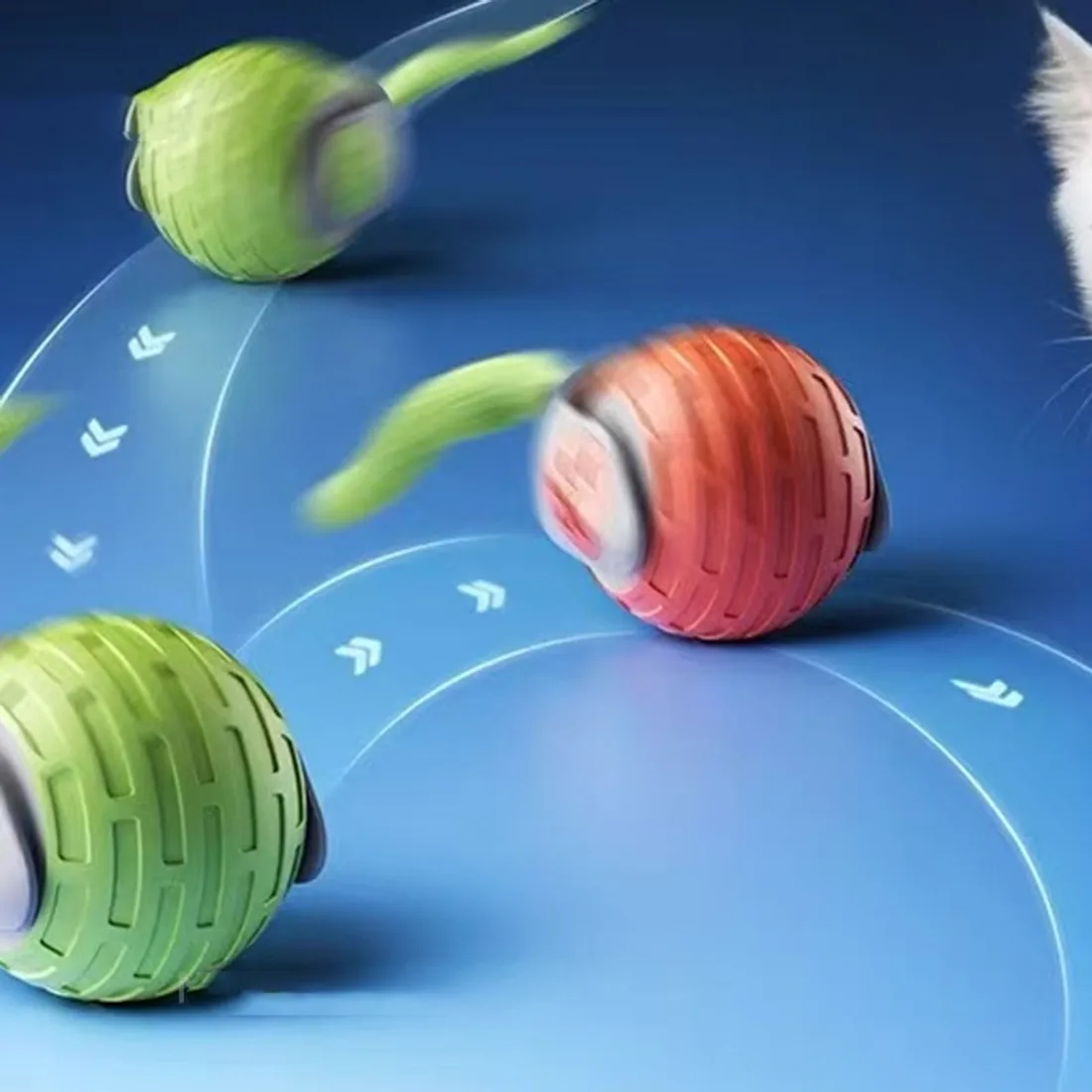 rollender Ball mit Katze