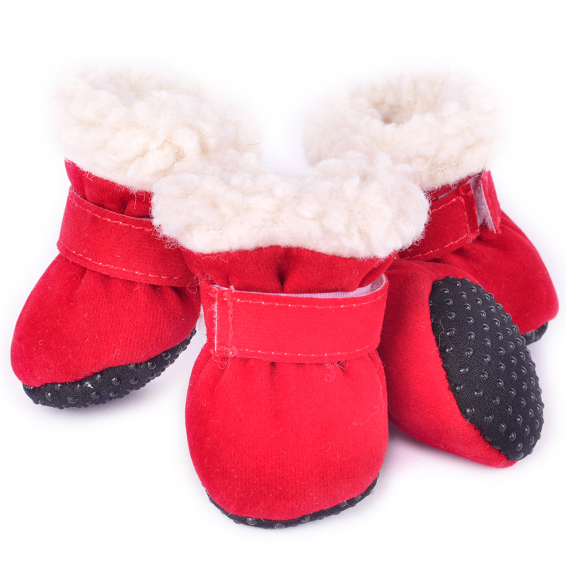 four red boots with a non-slip sole