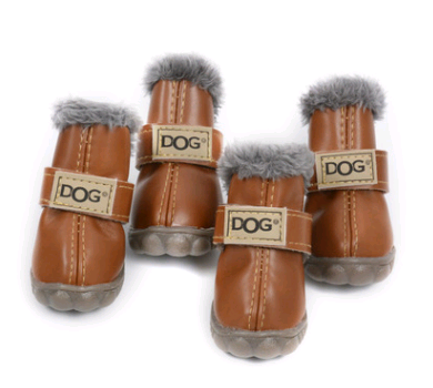 four brown boots with faux-fur trim