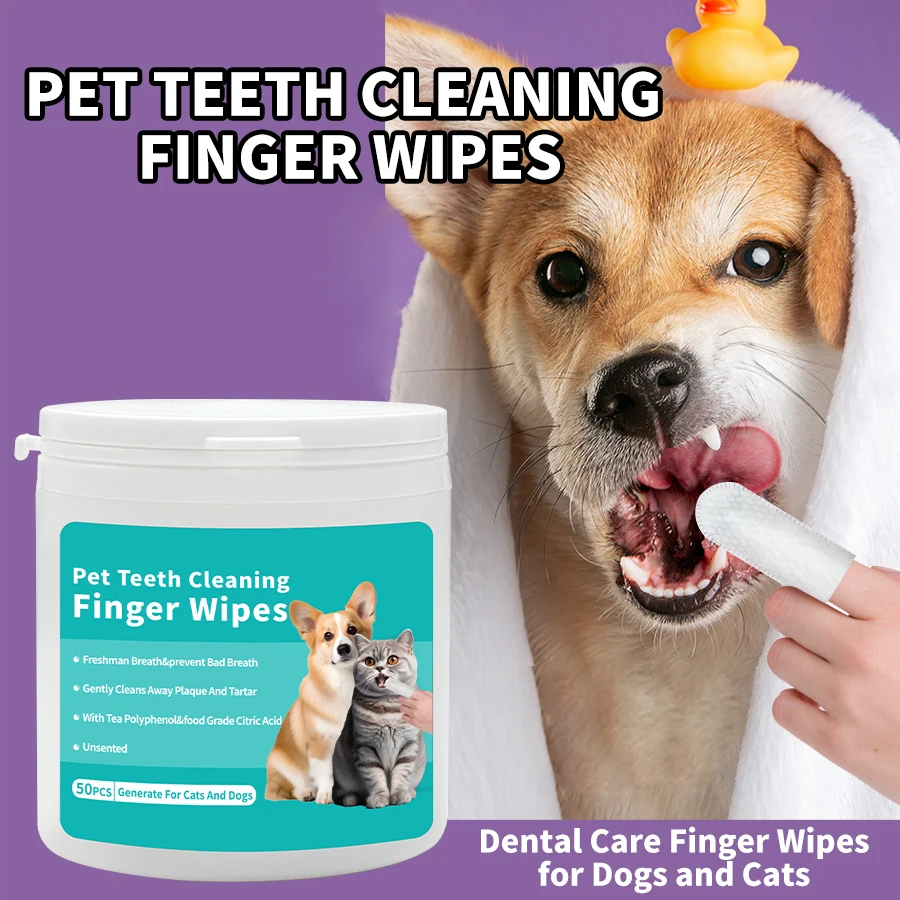 dental wipe against a dog's teeth